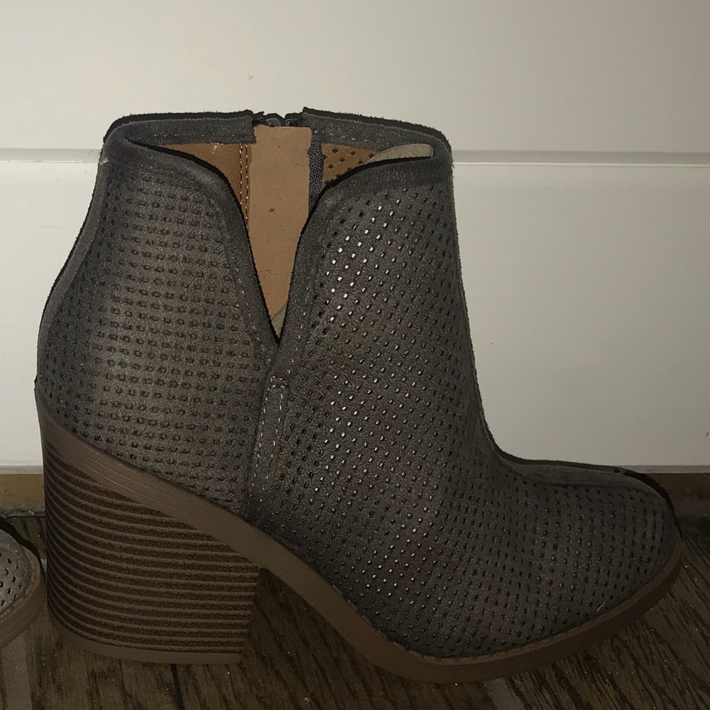 Perforated Charcoal grey booties